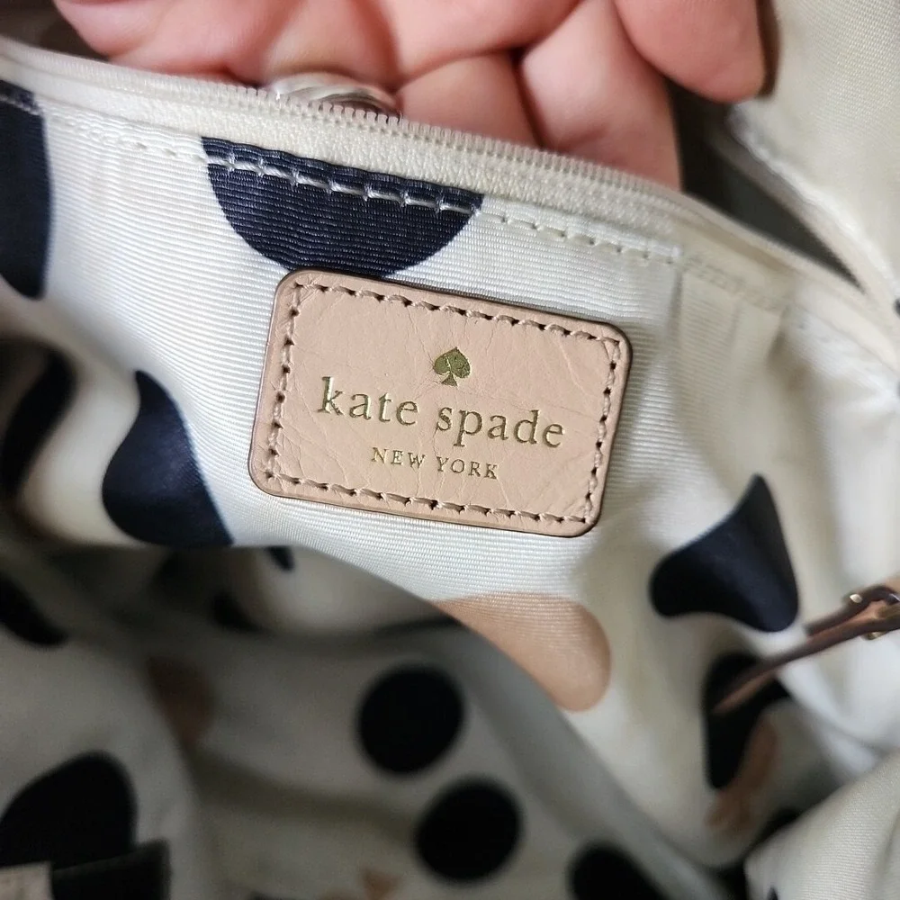 Kate‎ Spade Westward Adventurer Tote Black Crinkle Leather Tan Straps PXRU2327